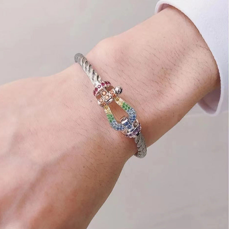 ¡®Lume Jewelry¡¯FORCE LARGE HORSESHOE COLORED DIAMOND BRACELET ROSE GOLD