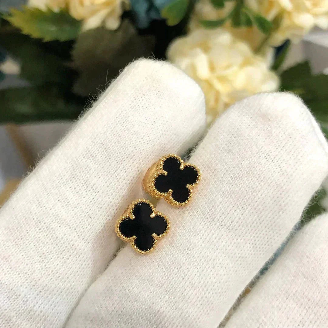 ¡®Lume Jewelry¡¯CLOVER MINI 9.5MM BLACK MOP EARRINGS