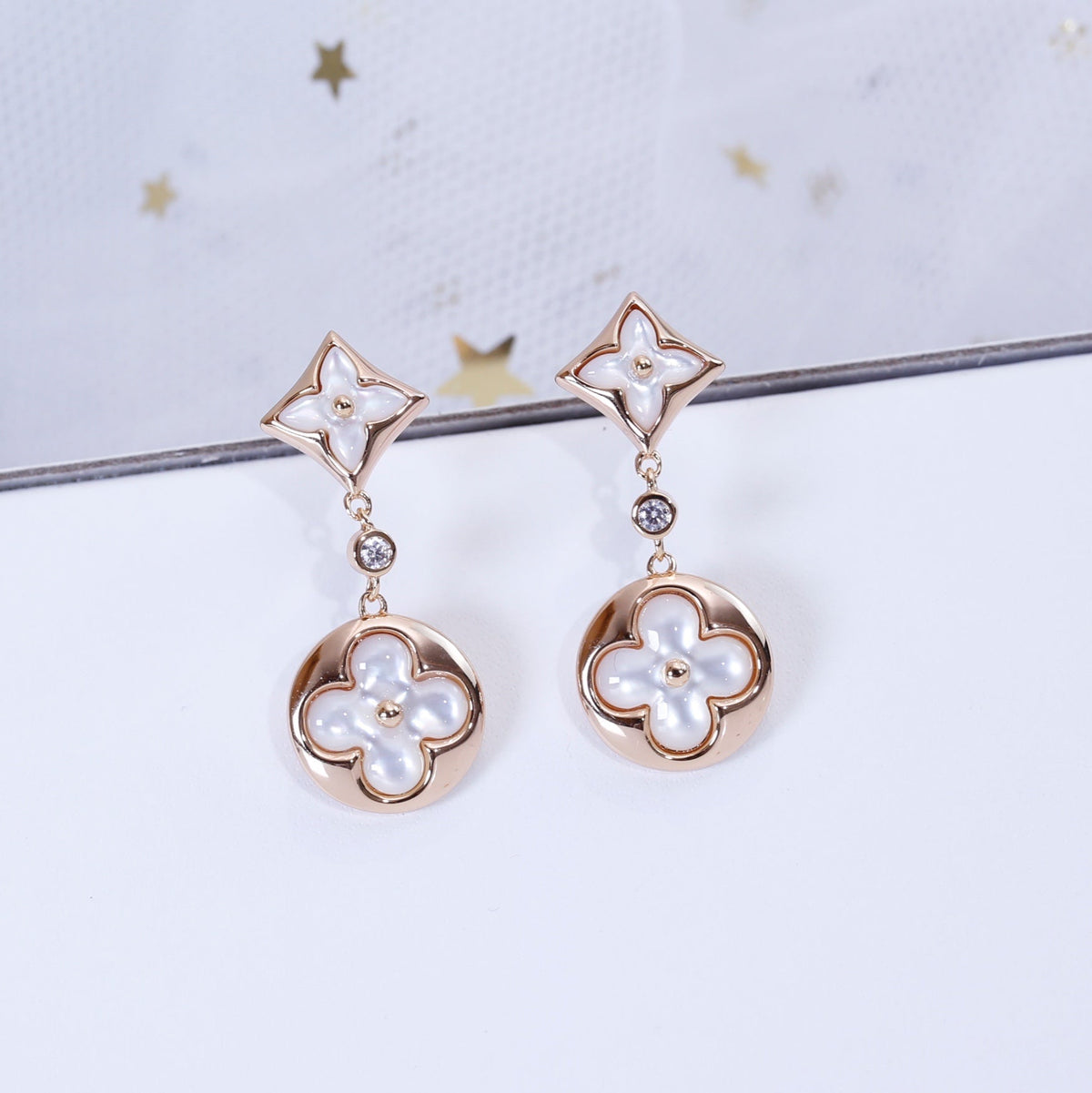 ¡®Lume Jewelry¡¯STAR AND SUN PINK GOLD MOP DROP EARRINGS
