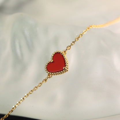 ¡®Lume Jewelry¡¯Sweet Alhambra Mini Carnelian Heart Bracelet