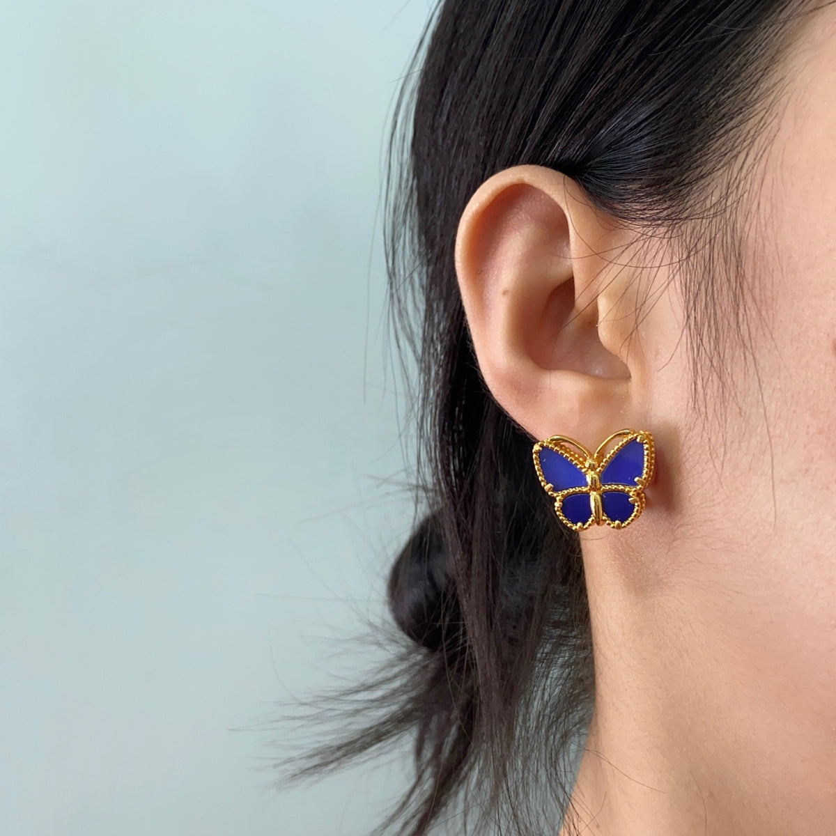 ¡®Lume Jewelry¡¯ Sweet Alhambra Butterfly Earstuds, Blue Chalcedony
