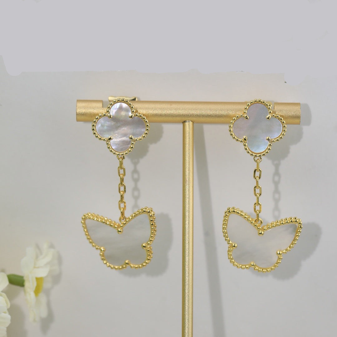 ¡®Lume Jewelry¡¯CLOVER MEDIUM 1 MOTIFS CARNELIAN  DIAMOND earrings