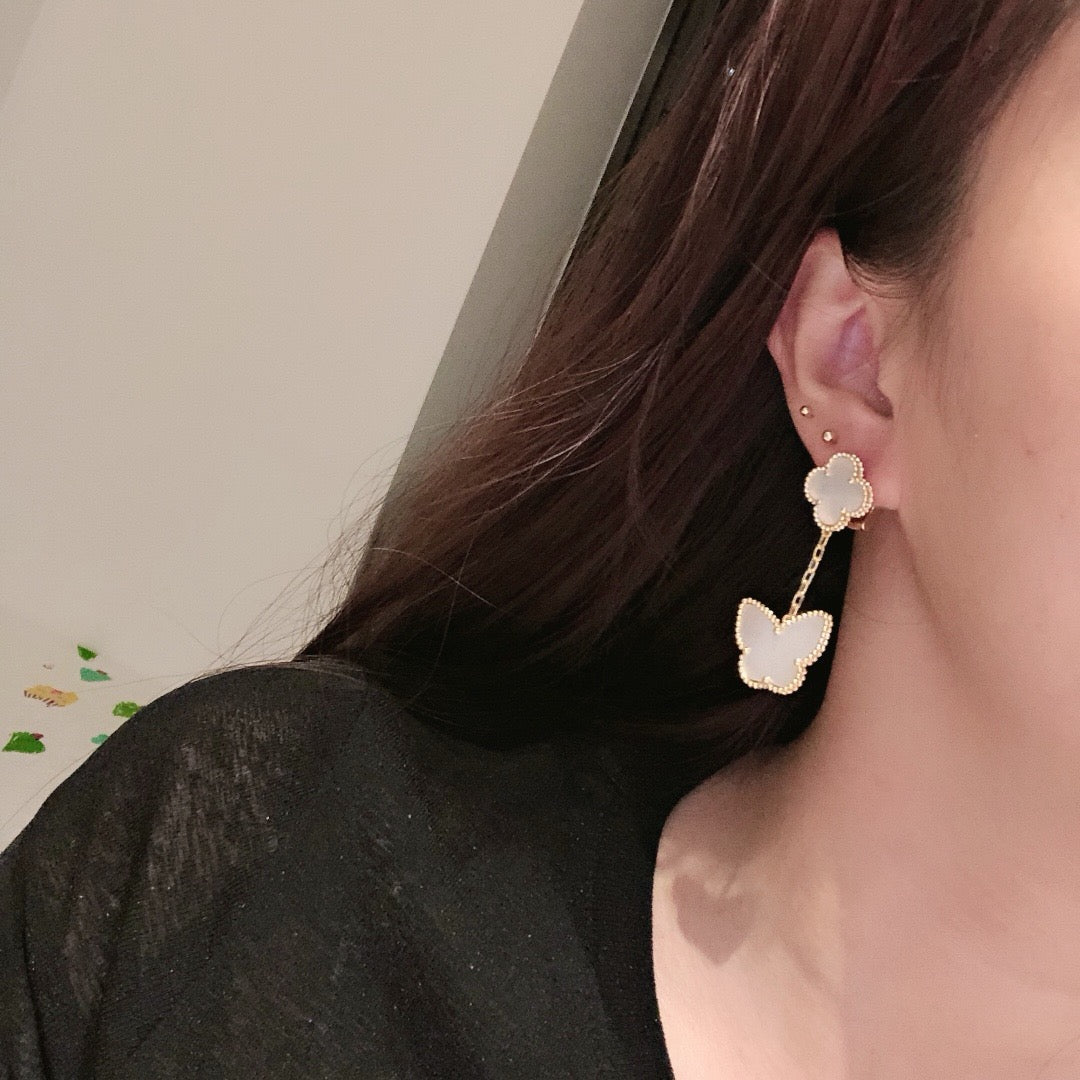 ¡®Lume Jewelry¡¯CLOVER MEDIUM 1 MOTIFS CARNELIAN  DIAMOND earrings
