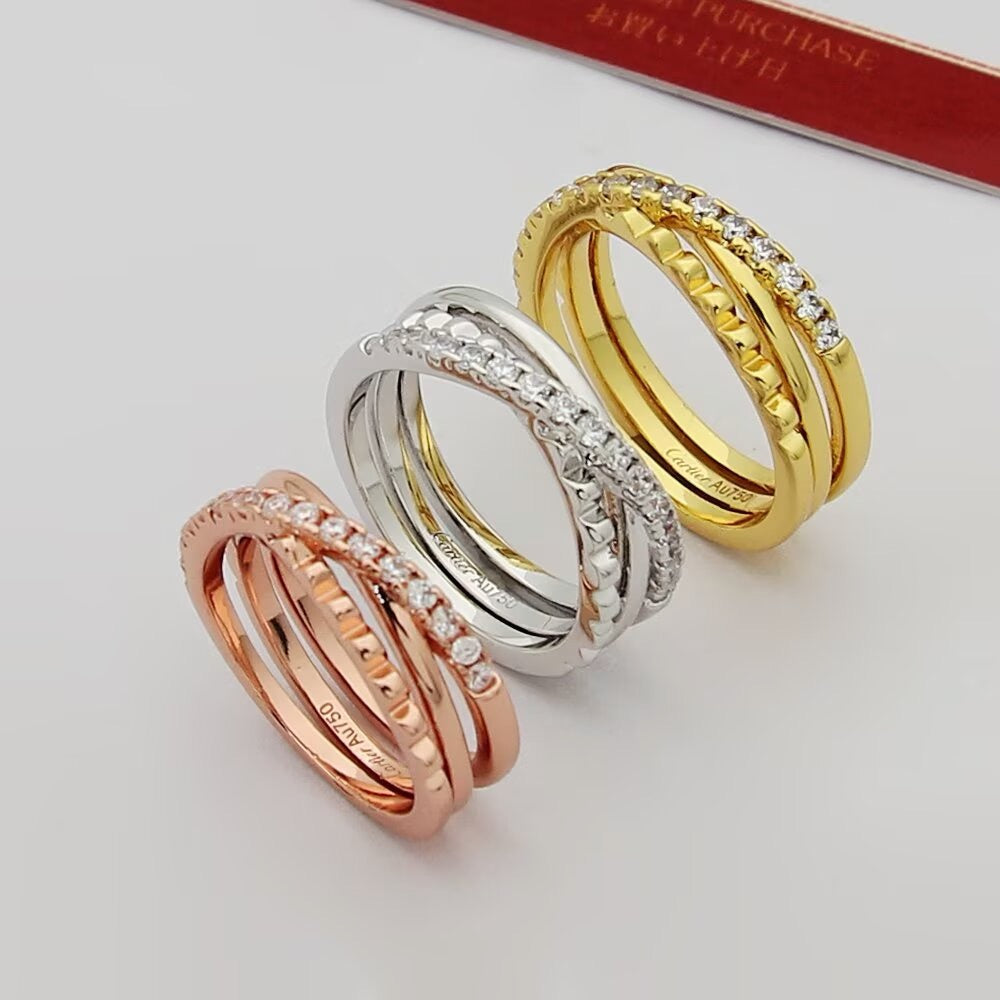 ¡®Lume Jewelry¡¯Interlocking Three‑Band Half‑Diamond Ring