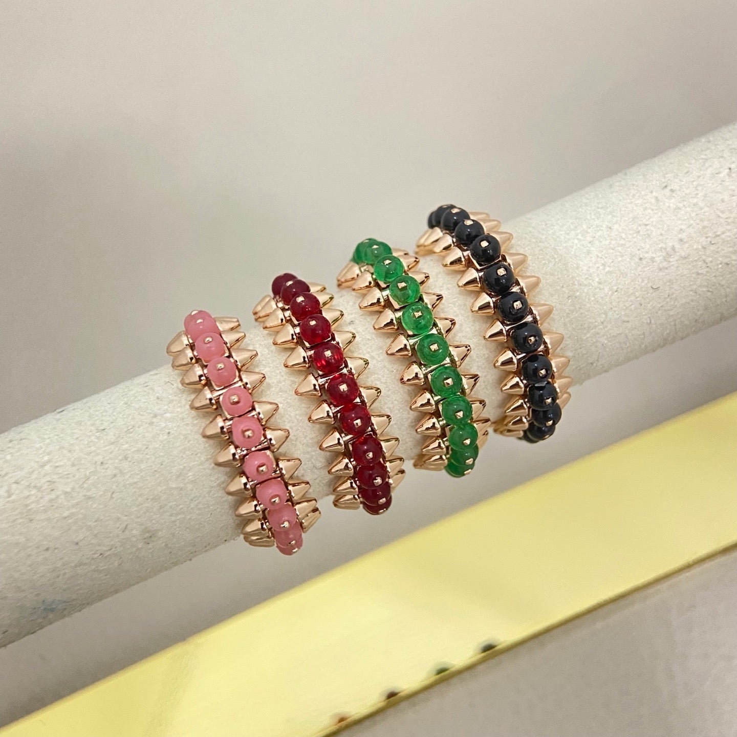 [Lume Jewelry]CLASH ELEGANT ROSE GOLD RING FEATURING NATURAL AGATE