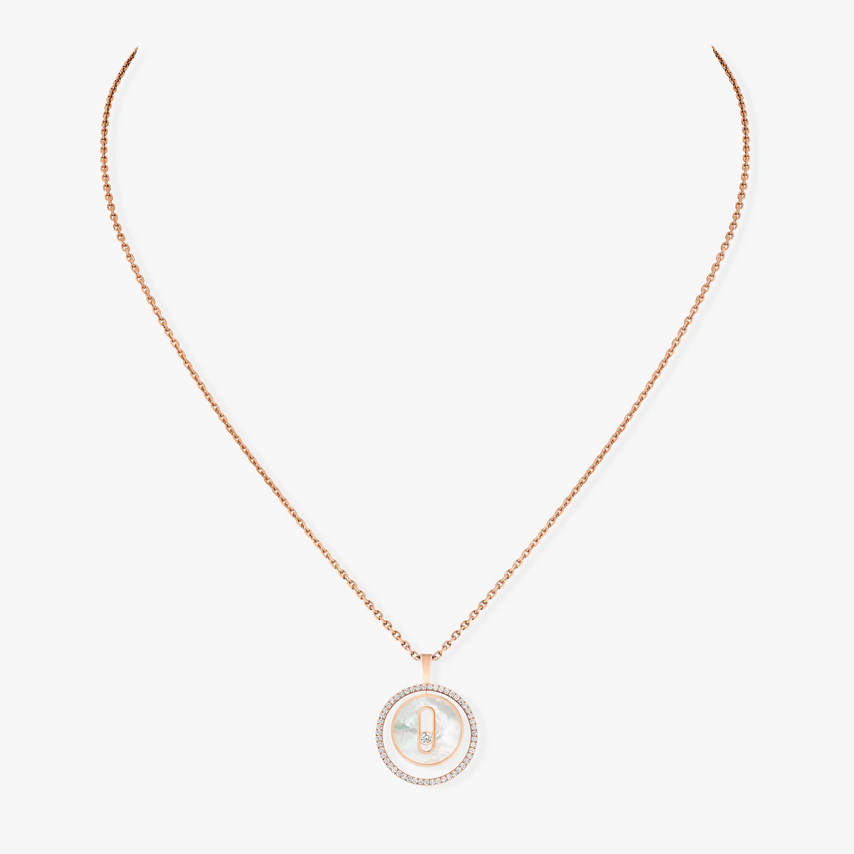 [Lume Jewelry]LUCKY MOVE 1 DIAMOND WHITE MOTHER OF PEARL PINK GOLD DIAMOND NECKLACE