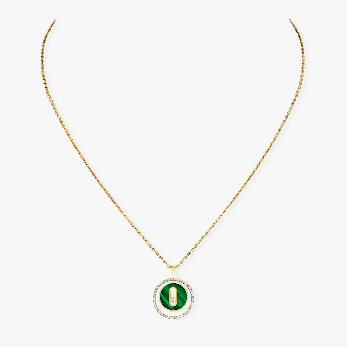 [Lume Jewelry]LUCKY MOVE 1 DIAMOND MALACHITE GOLD DIAMOND NECKLACE