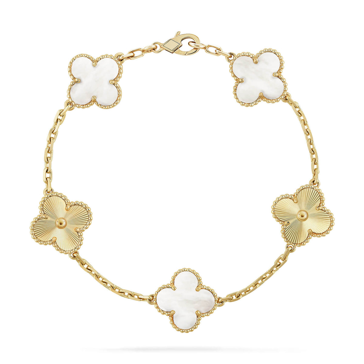 [Lume Jewelry]New CLOVER WHITE PEARL MOP 5 MOTIF BRACELET COLLECTION