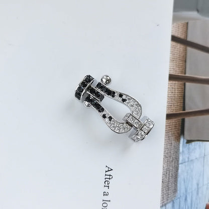 ¡®Lume Jewelry¡¯FORCE LARGE HORSESHOE BLACK WHITE DIAMOND BRACELET ROSE GOLD