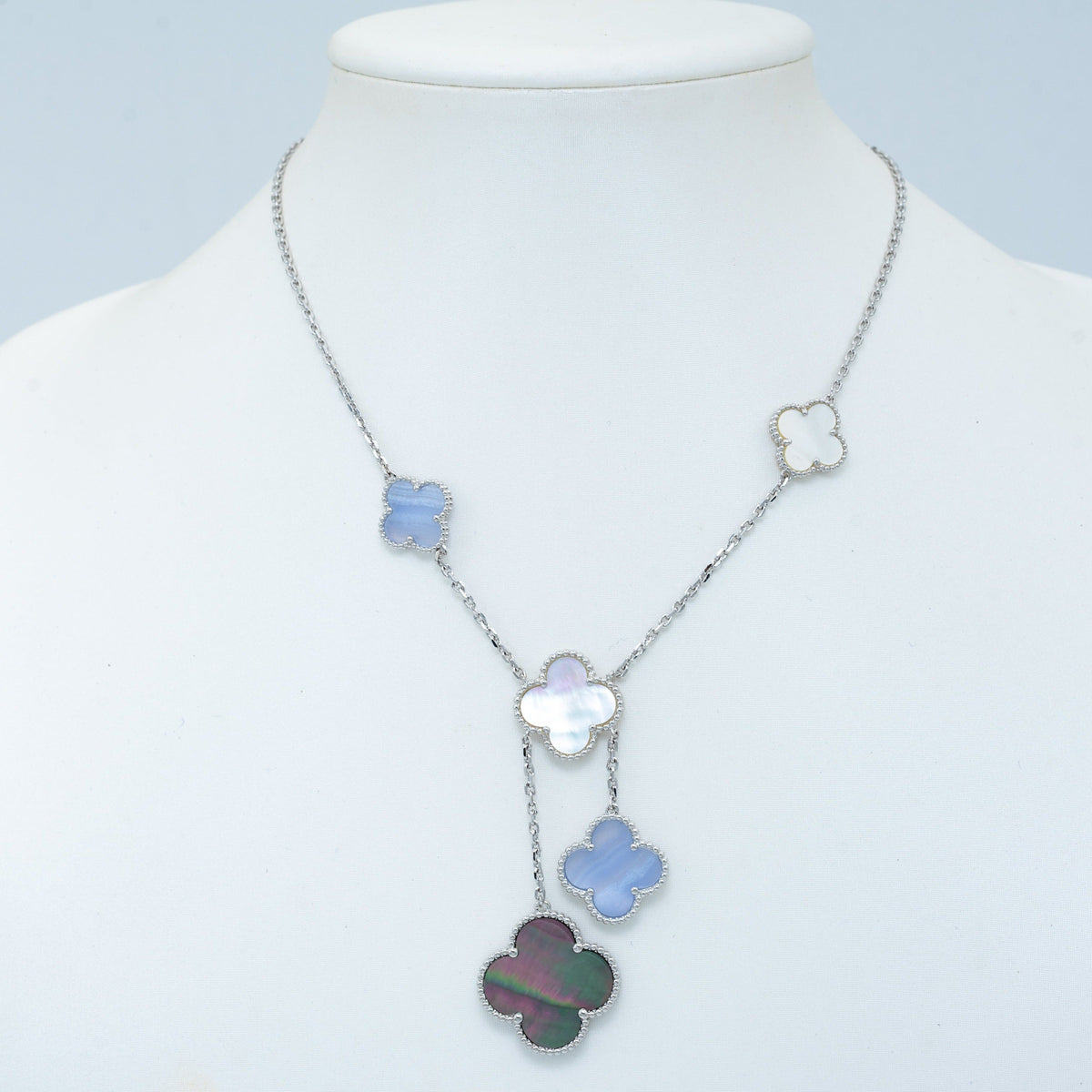 ¡®Lume Jewelry¡¯CLOVER MOP CHALCEDONY NECKLACE SILVER 6 MOTIF