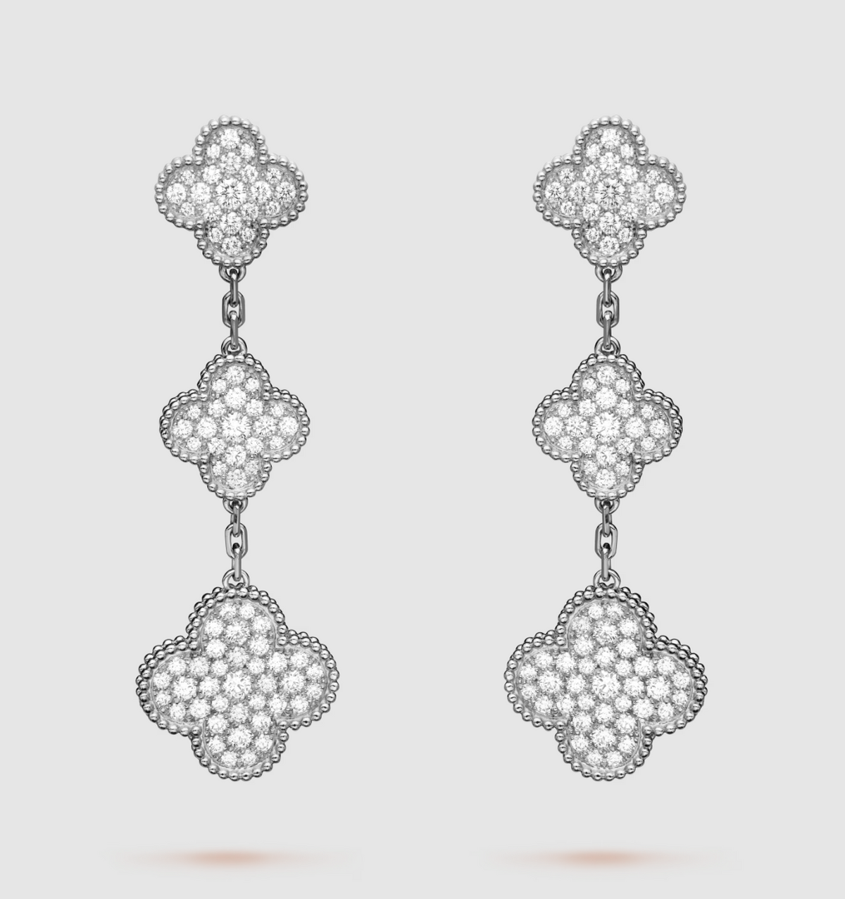 ¡®Lume Jewelry¡¯CLOVER 3 MOTIF DIAMOND SILVER DROP EARRINGS