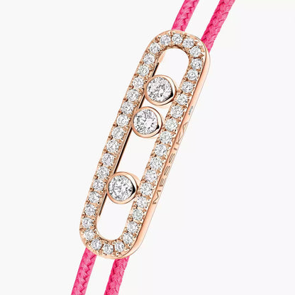 [Lume Jewelry]Care(Medium-3.5mm) pink cord pavé bracelet